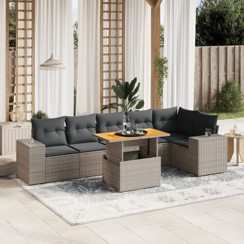 vidaXL 7-dijelni set vrtnih sofa sivi od poliratana Cijene