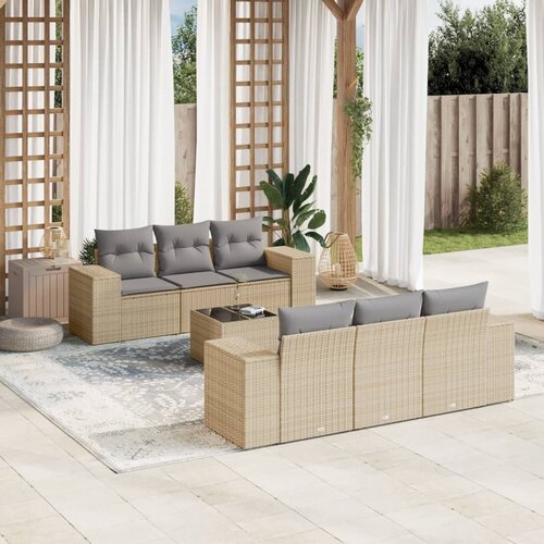 vidaXL 7-dijelni set vrtnih sofa od poliratana s jastucima bež Cijene