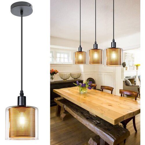Nettlife Vintage viseča svetilka za jedilnico - 1 žarnica E14 Max 40W retro steklo kovina črna zlata industrijska, (22123051) Cene