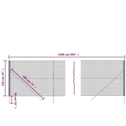  Ograda od žičane mreže zelena 1,4 x 25 m od pocinčanog čelika Slike