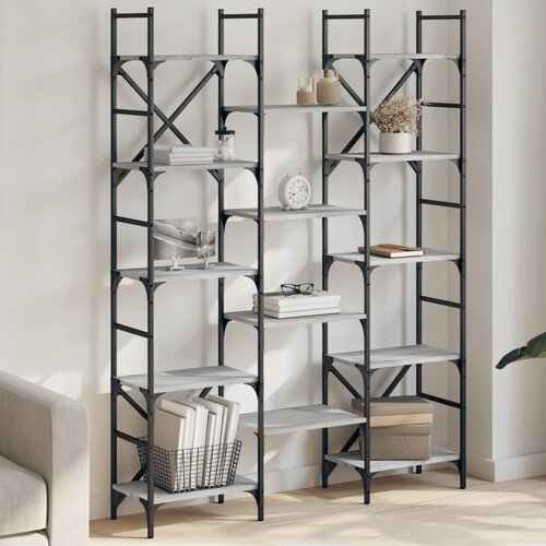 vidaXL Knjižna polica siva sonoma 127,5x28,5x172,5 cm inženirski les Cene