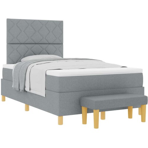  Krevet s boxspringom s madracem i klupom Svjetlosiva 120x190 cm Tkanina Slike