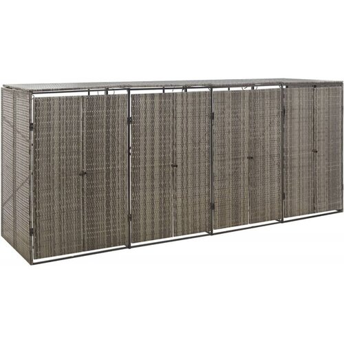  Lopa za štiri smetnjake siva 274x80x117 cm poli ratan Cene