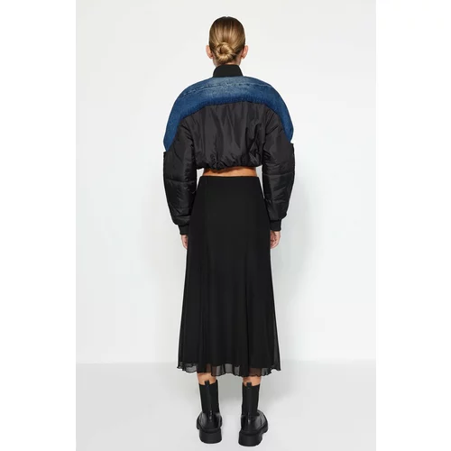 Trendyol Black Lined Tulle A-Line/Awning Formal Midi Knit Skirt