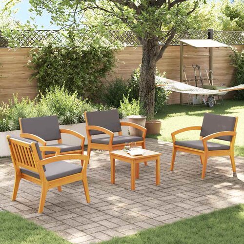 Bistro set s jastukom 5 pcs Smeđa Poliester Slike