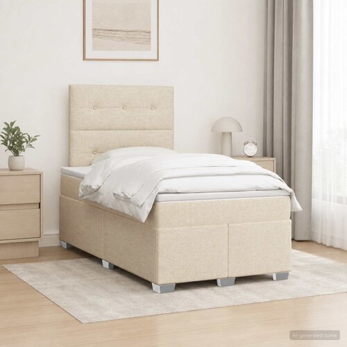  Boxspring krevet s madracem Krem 120 x 190 cm Tkanina Cene