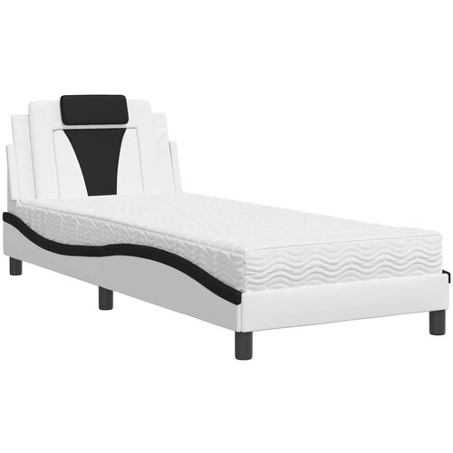 vidaXL Postelja z vzmetnico bela in črna 80x200 cm umetno usnje, (21112181) Cene