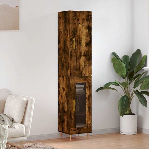  Visoka komoda dimljeni hrast 34,5x34x180cm konstruiranog drva Cijene