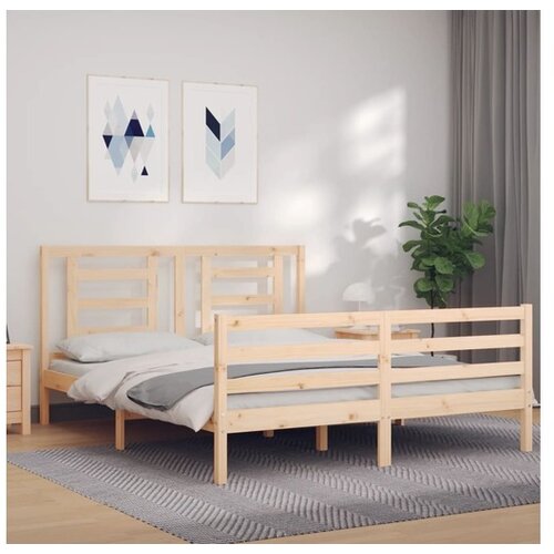 vidaXL Okvir kreveta s uzglavljem veliki bračni od masivnog drva Cijene