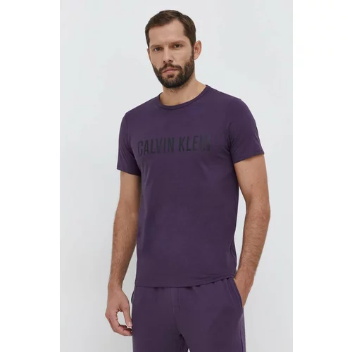 Calvin Klein Underwear Pamučna pidžama kratkih rukava boja: siva, s tiskom