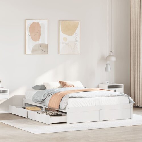 vidaXL Okvir kreveta bez madraca bijeli 135 x 190 cm masivna borovina | shoptok.hr