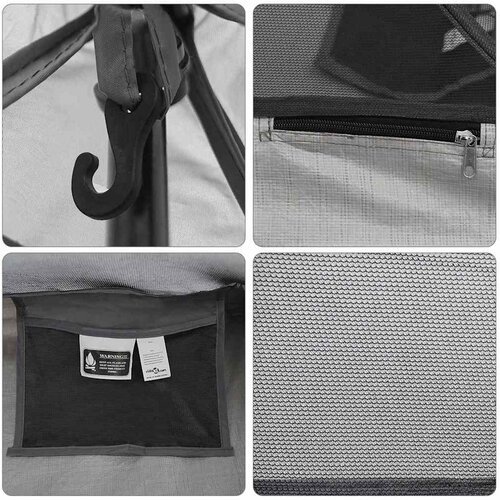  Unutarnji &amp;scaron;ator s krovom Crna 240 x 160 x 133 cm Mrežast Slike