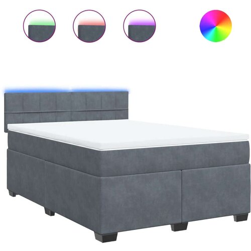 vidaXL Box spring postelja z vzmetnico temno siva 140x200 cm žamet Cene