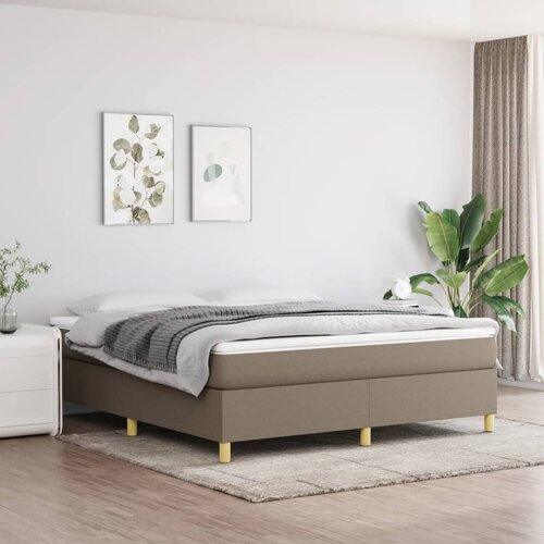 VidaXL Box spring postelja z vzmetnico taupe 160x200 cm blago Slike