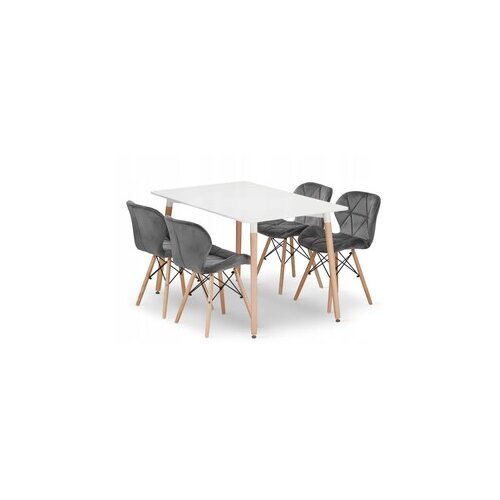 Modern Home Milano sto 120x80 cm + Ferra trpezarijske stolice set 4 kom velvet siva Cene