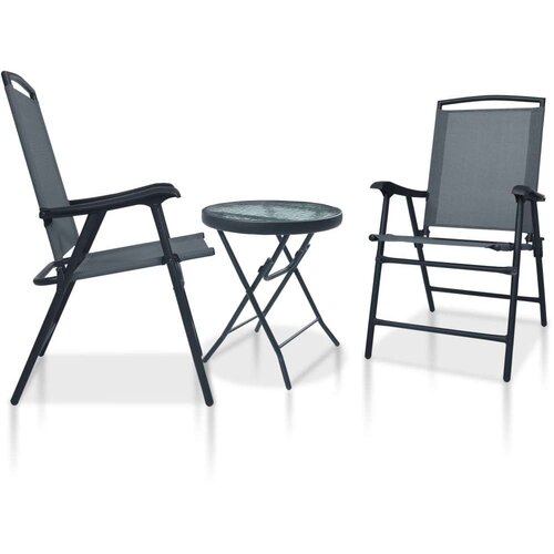  3-dijelni bistro set sivi čelični Slike