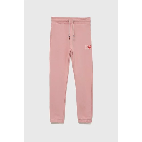Tommy Hilfiger Dječje pamučne hlače boja: ružičasta, s tiskom