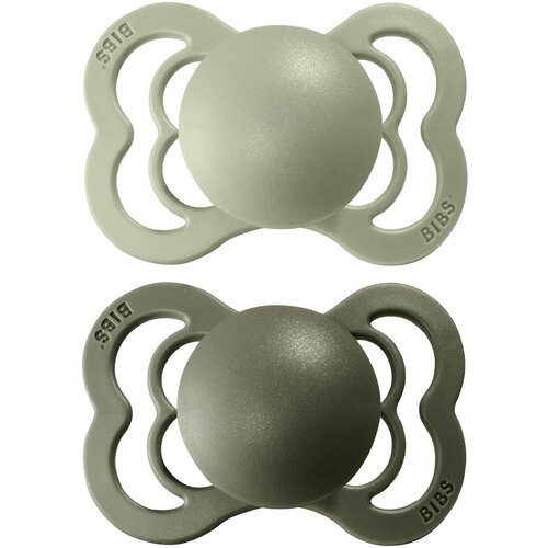 Bibs tolažilna duda - silikon Supreme (0-6 m), 2 kosa hunter green & sage Cene
