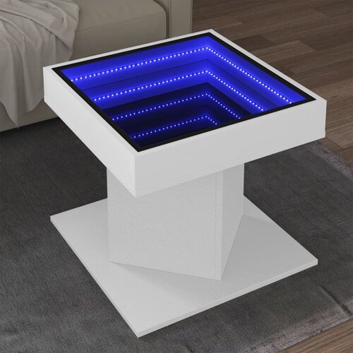 vidaXL Klubska mizica LED bela 50x50x45 cm inženirski les Cene