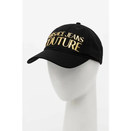 Versace Jeans Couture Pamučna kapa sa šiltom boja: crna, s aplikacijom