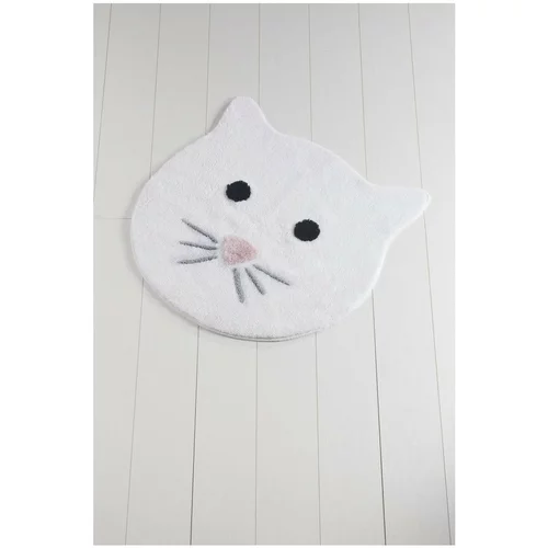 Foutastic Bijeli kupaonski tepih Cat, ⌀ 90 cm