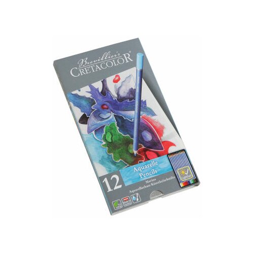  Umjetničke drvene bojice aquarel Cretacolor marino 12 kom u metalnoj kutiji Slike