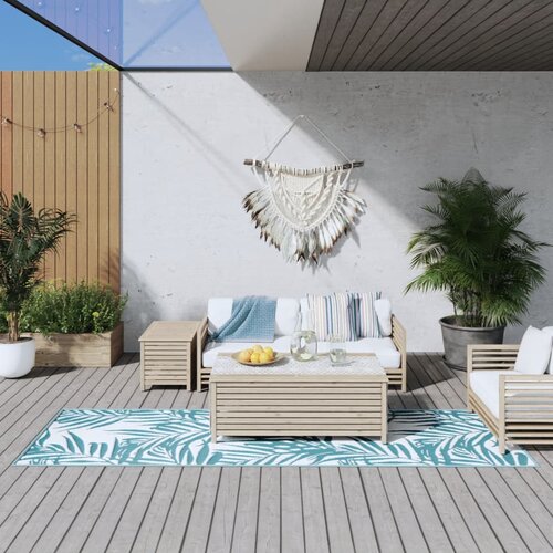 VidaXL Zunanja preproga modra in bela 80x250 cm dvostranski dizajn Slike