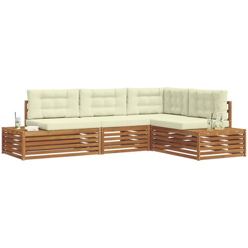  5 kom. Set vanjskih sofa Čvrsto drvo akacije i poliester Slike