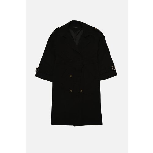 Trendyol Black Belted Windbreaker Detailed Water Repellent Long Trench Coat Slike