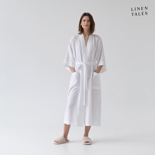 Linen Tales Bijeli platneni kućni ogrtač veličine S/M Summer - Cijene