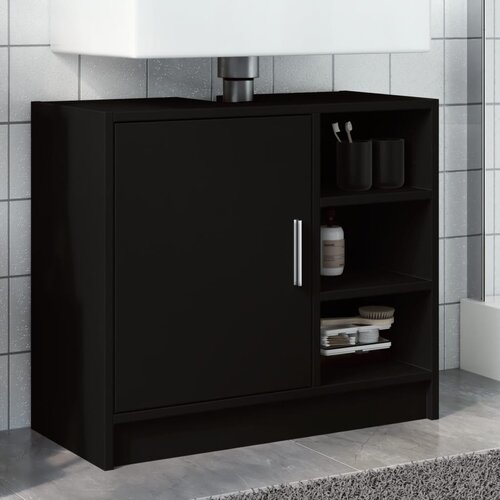 The Living Store Omarica za umivalnik črna 63x29x55 cm inženirski les - Omarica Za Umivalnik, (21436775) Slike