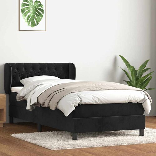 vidaXL Box spring postelja z vzmetnico črna 80x220 cm žamet Cene