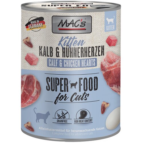  Varčno pakiranje MAC&acute;s Cat 12 x 800 g - Kitten (teletina & pi&scaron;čančja srca) Cijene