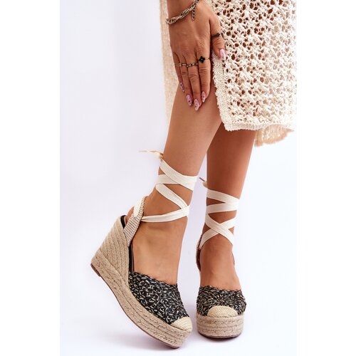 Kesi Knotted women&amp;#039;s wedge sandals Black Josephine Slike