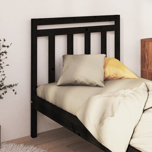  Uzglavlje za krevet crno 81 x 4 x 100 cm od masivne borovine Slike