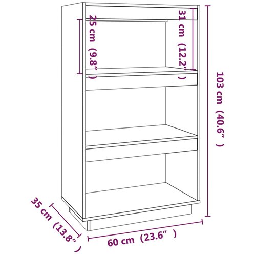  za knjige / pregrada crni 60x35x103 cm od borovine Slike