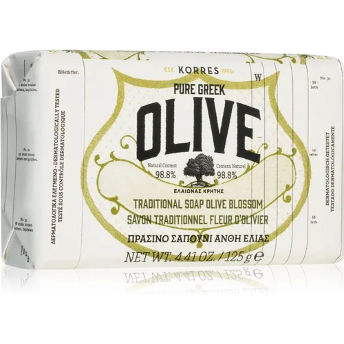 Korres Pure Greek Olive & Olive Blossom čistilno trdo milo 125 g