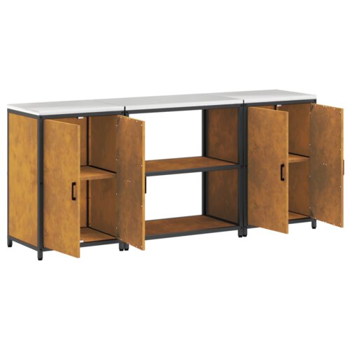 VidaXL kuhinjski set za pohranu s policom s pohranom s vratima 3 pcs rđa 210 x 50 x 92 cm Slike