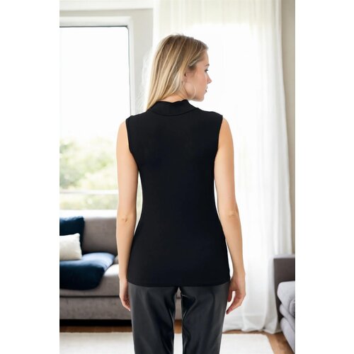 Dewberry 18697 Sleeveless Women Blouse-BLACK Cene