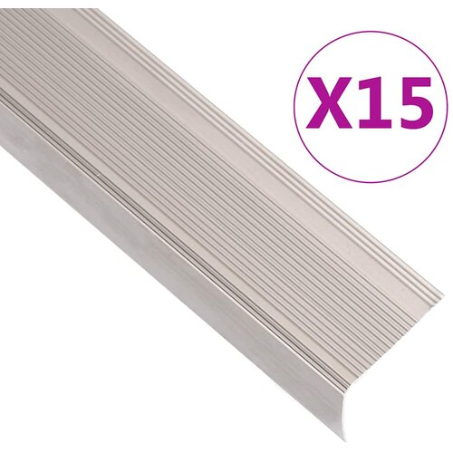 vidaXL Rubnjaci za stepenice L-oblika 15 kom aluminijski 90 cm bež Cijene