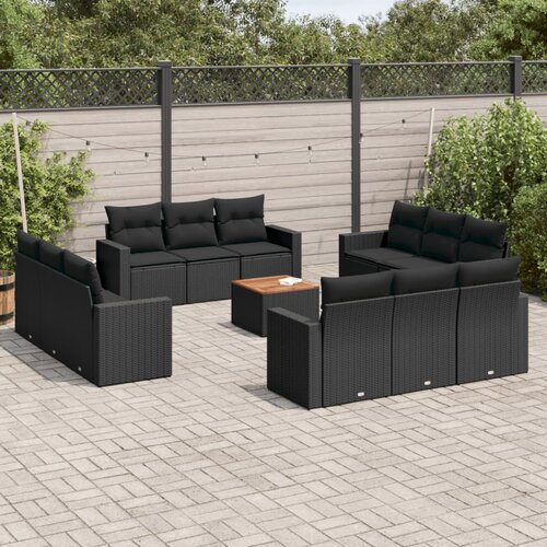  13-dijelni set vrtnih sofa s jastucima poliratan crni Cijene