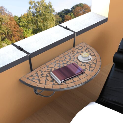 VidaXL Viseći stolić za balkon od terakote s mozaikom Slike