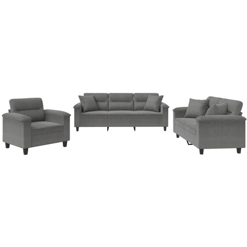 Maison Chic Sedežna garnitura - kavč 3-delna z blazinami temno siva mikrovlakna, (21728830) Cene