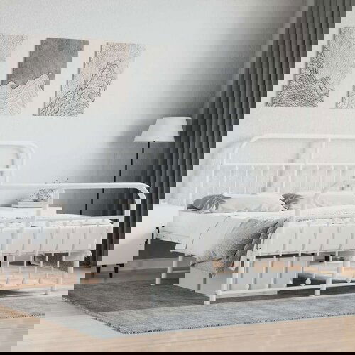 Metalni okvir kreveta uzglavlje i podnožje bijeli 135 x 190 cm Cijene
