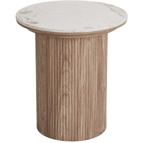 House Nordic Okrogla stranska mizica z mizno plo&amp;scaron;čo v marmornem dekorju &amp;oslash; 45 cm Athens &amp;ndash; Slike