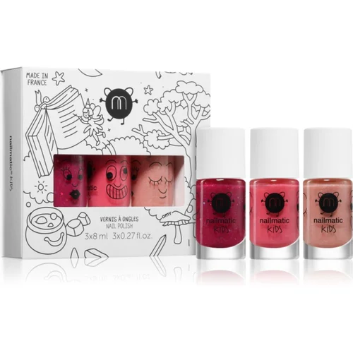 Nailmatic Kids Magic Forest 2 set lakov za nohte za otroke Sheepy, Kitty, Peachy 3x8 ml