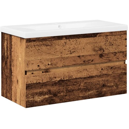 VidaXL Ormarić s ugrađenim umivaonikom boja starog drva 81x39,5x49 cm Slike