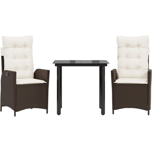  3-dijelni vrtni blagovaonski set s jastucima poliratan smeđi Smeđa 80 x 80 x 74 cm Slike