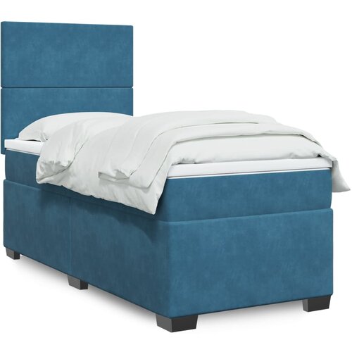 vidaXL Box spring postelja z vzmetnico modra 90x200 cm žamet Cene