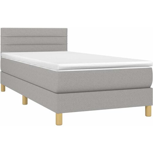  Krevet box spring s madracem LED svjetlosivi 90x200 cm tkanina Slike